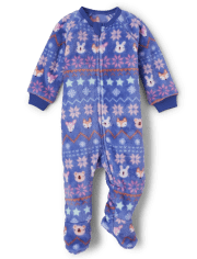 Baby And Toddler Girls Animal Fleece One Piece Pajamas