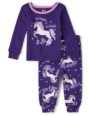 Baby And Toddler Girls Unicorn Snug Fit Cotton Pajamas
