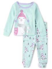 Baby And Toddler Girls Llama Snug Fit Cotton Pajamas