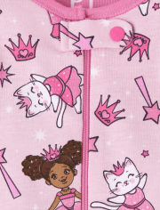 Pijama de una pieza de algodón con ajuste ceñido de princesa para bebés y niñas pequeñas