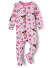 Pijama de una pieza de algodón con ajuste ceñido de princesa para bebés y niñas pequeñas