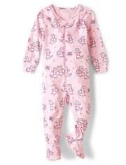 Baby And Toddler Girls Dino Snug Fit Cotton One Piece Pajamas