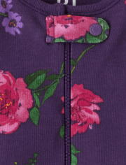Pijama de una pieza de algodón con ajuste ceñido floral para bebés y niñas pequeñas