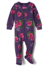 Pijama de una pieza de algodón con ajuste ceñido floral para bebés y niñas pequeñas