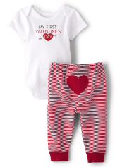Unisex Baby First Valentine's Day 2-Piece Playwear Set
