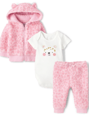 Conjunto de 3 piezas con estampado de leopardo para bebé niña