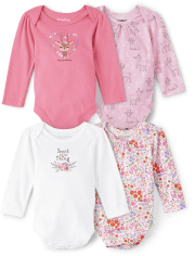 Baby Girls Deer Bodysuit 4-Pack