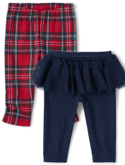 Lot de 2 pantalons tutu à carreaux pour bébé fille