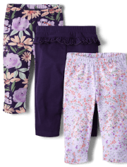 Baby Girls Floral Ruffle Pants 3-Pack
