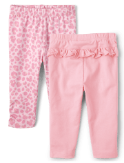 Baby Girls Leopard Ruffle Pants 2-Pack
