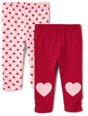 Toddler Girls Cat & Jack Red Heart Leggings Valentines Day Red