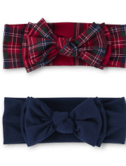 Baby Girls Plaid Bow Headwrap 2-Pack