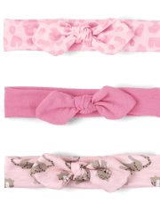 Baby Girls Leopard Bow Headwrap 3-Pack