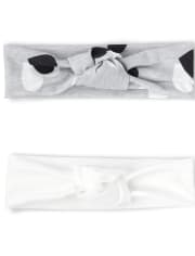 Paquete de 2 diademas con nudo de corazón para niñas pequeñas