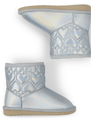 Toddler Girls Holographic Quilted Heart Chalet Boots