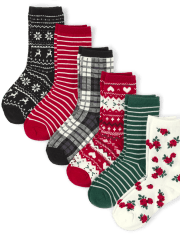 Girls Heart Fairisle Crew Socks 6-Pack