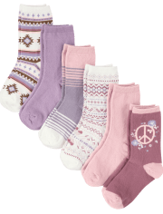 Girls Fairisle Crew Socks 6-Pack