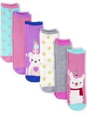 Paquete de 6 calcetines con diseño de animales para niñas