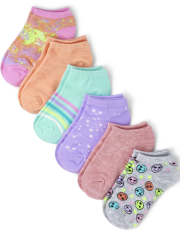 Girls Happy Face Ankle Socks 6-Pack
