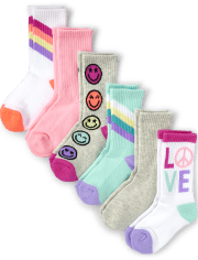 Girls Love Cushioned Crew Socks 6-Pack