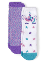 Paquete de 2 calcetines acogedores con unicornio para niñas