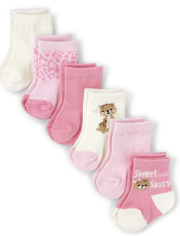 Baby Girls Leopard Midi Socks 6-Pack