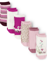 Toddler Girls Animal Midi Socks 6-Pack