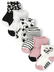 Calcetines con vuelta en forma de corazón para niñas pequeñas, paquete de 6