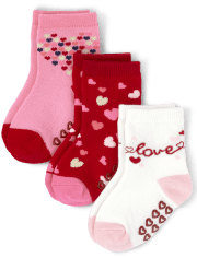 Baby And Toddler Girls Heart Midi Socks 3-Pack