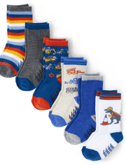 Calcetines de construcción Dino para niños pequeños, paquete de 6