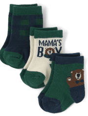 Baby Boys Bear Midi Socks 3-Pack
