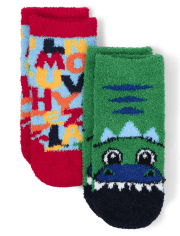 Lot de 2 paires de chaussettes douillettes Dino pour tout-petits garçons