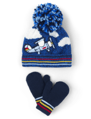 Toddler Boys Pilot Hat And Mittens Set