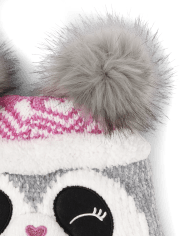 Toddler Girls Panda Hat And Mittens Set
