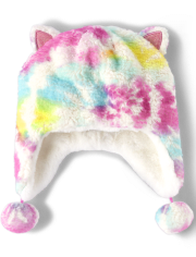 Gorro de gato con efecto tie dye arcoíris para niñas