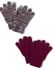 Girls Space Dye Texting Gloves 2-Pack