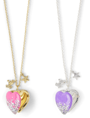 Paquete de 2 collares con medallón BFF con corazón de unicornio para niñas