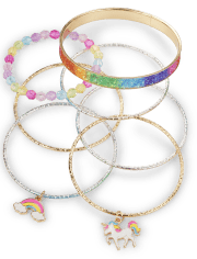 Girls Rainbow Unicorn Bangle 7-Pack