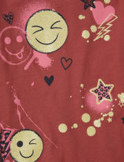 Camiseta con estampado de cara feliz para niñas