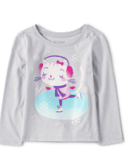 Baby And Toddler Girls Cat Graphic Tee