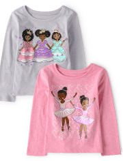 Baby And Toddler Girls Princess Graphic Tee 2-Pack