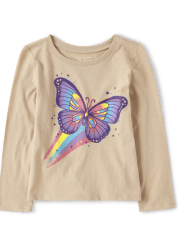 T-shirt graphique papillon arc-en-ciel pour bébés et petites filles