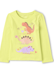 Camiseta con estampado de Dino para bebés y niñas pequeñas