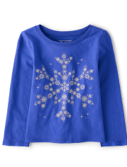 Baby And Toddler Girls Snowflake Graphic Tee