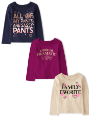 Baby And Toddler Girls Sassy Graphic Tee 3-Pack