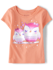 Baby And Toddler Girls Owl Graphic Tee