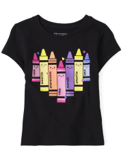 Baby and Toddler Girls Crayons Graphic Tee