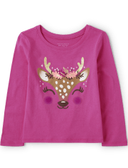 Camiseta con estampado de ciervos para bebés y niñas pequeñas