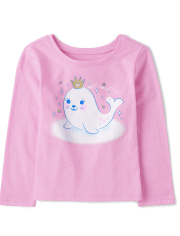 Camiseta con gráfico de foca para bebés y niñas pequeñas