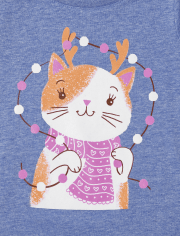 Camiseta con gráfico de gato para bebés y niñas pequeñas